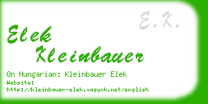 elek kleinbauer business card